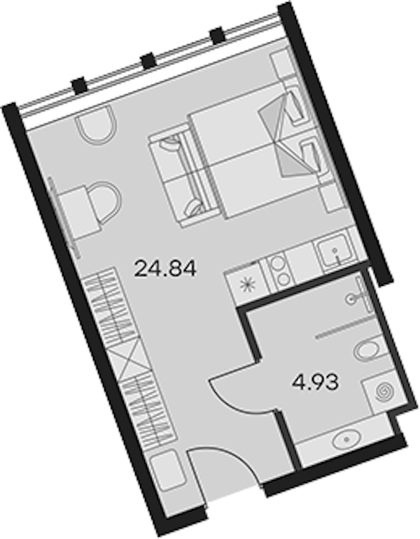 Квартира студия 29.77 м², 4/15 эт., Апарт-отель «Апарт-отель 25-7 Заневский»